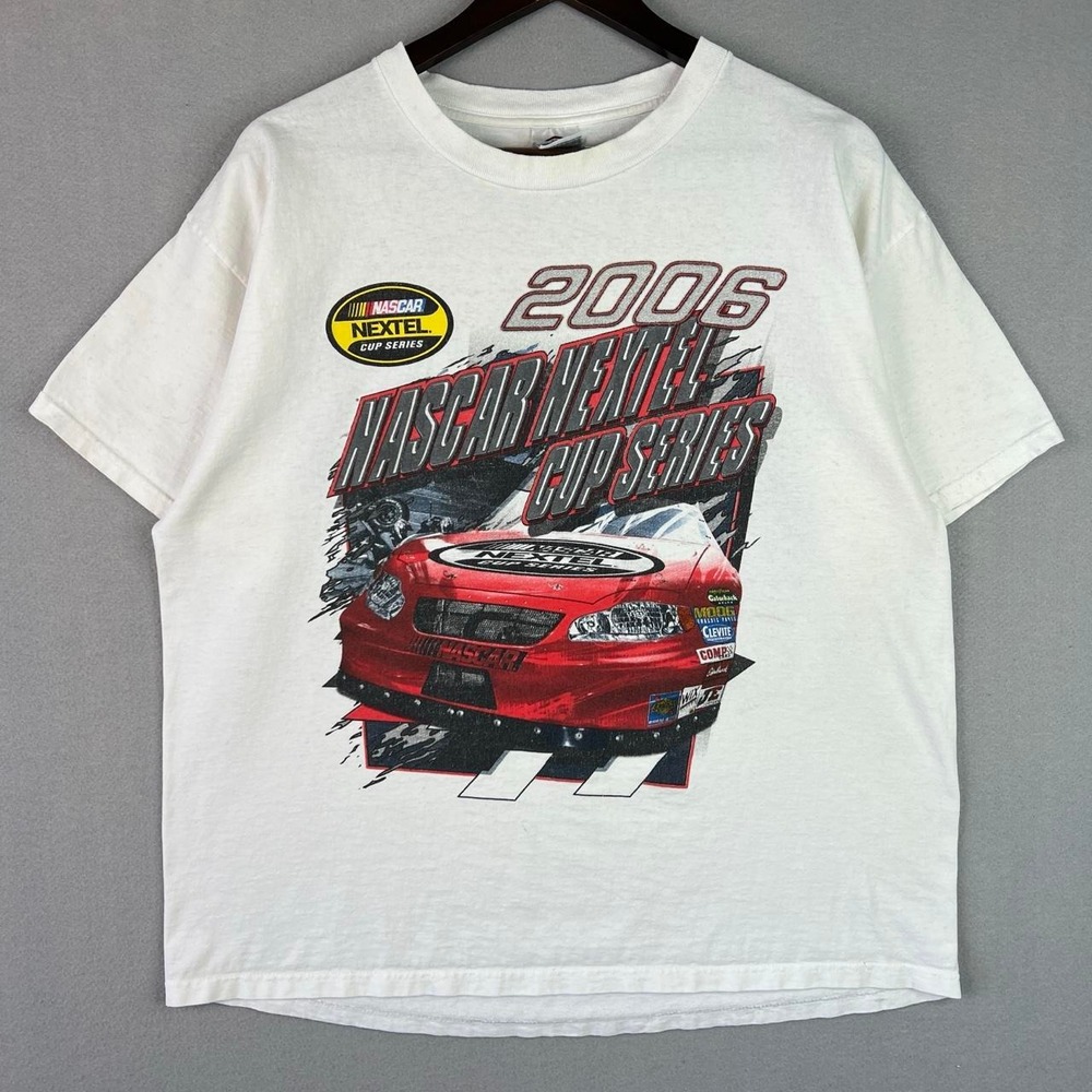 Vintage NASCAR Nextel Cup Series Tour 2000 Racing White Tee Shirt XL